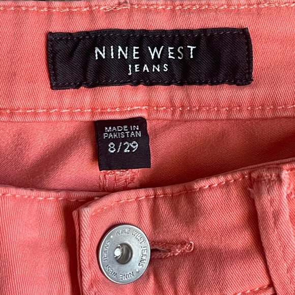 Nine West Mid Rise Cigarette Fit Skinny Leg Ankle Jean Pant, Size 8/29, Peach - Picture 2 of 12